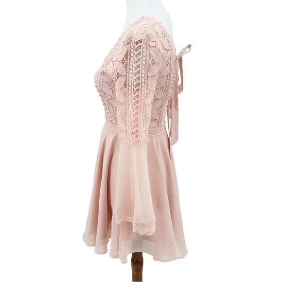 Two Sisters the Label Darcy Pink Long Sleeved Open Back Mini Dress 2 Fairycore - Picture 4 of 7